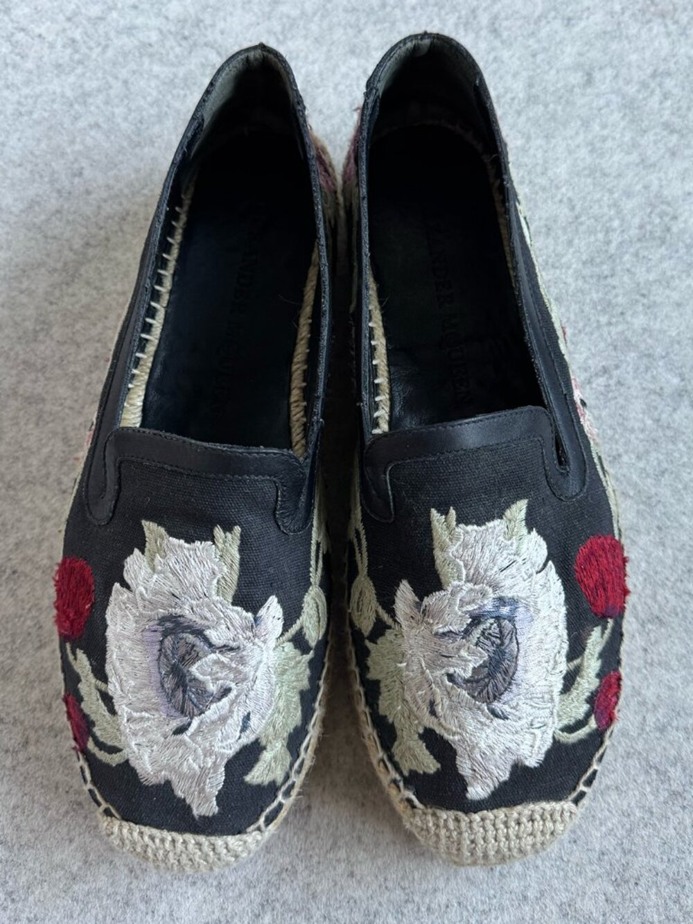 Alexander McQueen Canvas Embroidered Espadrilles, 38